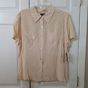 Liz Claiborne Collection short sleeve button down silk blouse Sz 16 NWT
